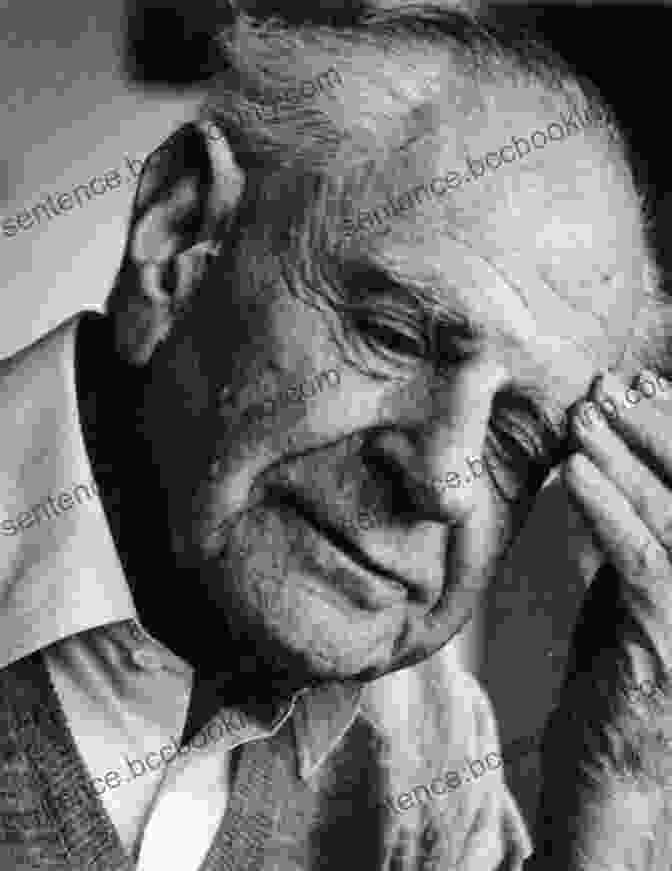 A Black And White Photograph Of Karl Popper, A Distinguished Philosopher With A Penetrating Gaze. SUMMARY OF THE OPEN SOCIETY AND ITS ENEMIES BY KARL POPPER