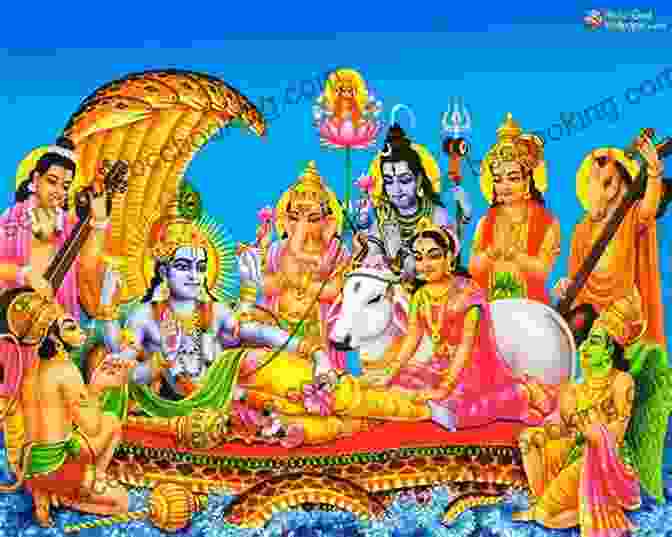 A Vibrant Depiction Of The Hindu Deities Brahma, Vishnu, And Shiva, Surrounded By Swirling Colors And Celestial Motifs. Hindu Mythology (Mythology And Culture Worldwide)