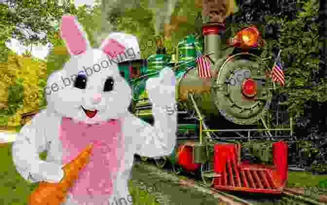 Cute Easter Bunnies Riding On The Train, Surrounded By Easter Eggs All Aboard The Easter Egg Spress: A Rhyming Easter Bunny Train Inspired By A Real Easter Train Ride