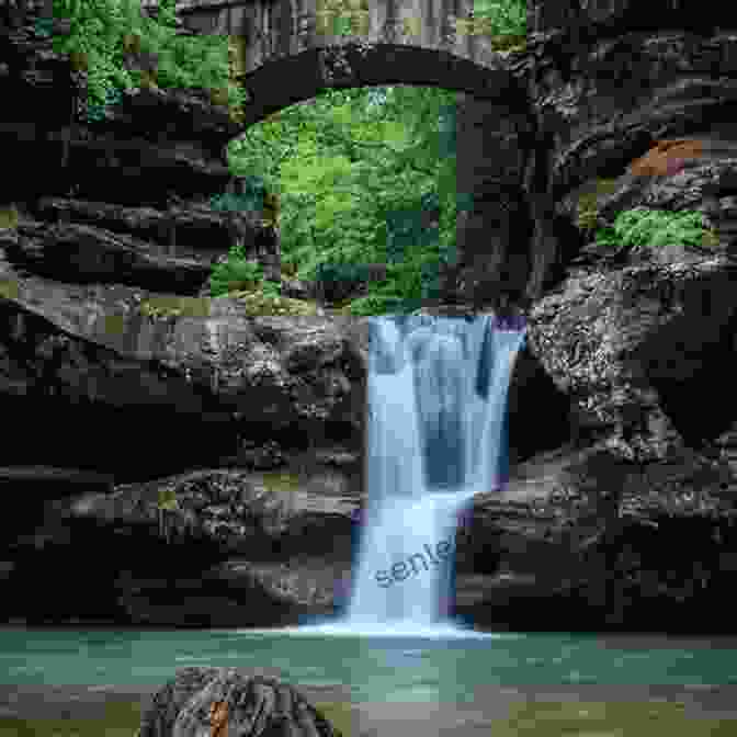 Hikers Admiring A Cascading Waterfall Along The Hocking Hills Trail. Ohio Backpacking Loops: A Guide To 14 Backpack Trails In The Buckeye State