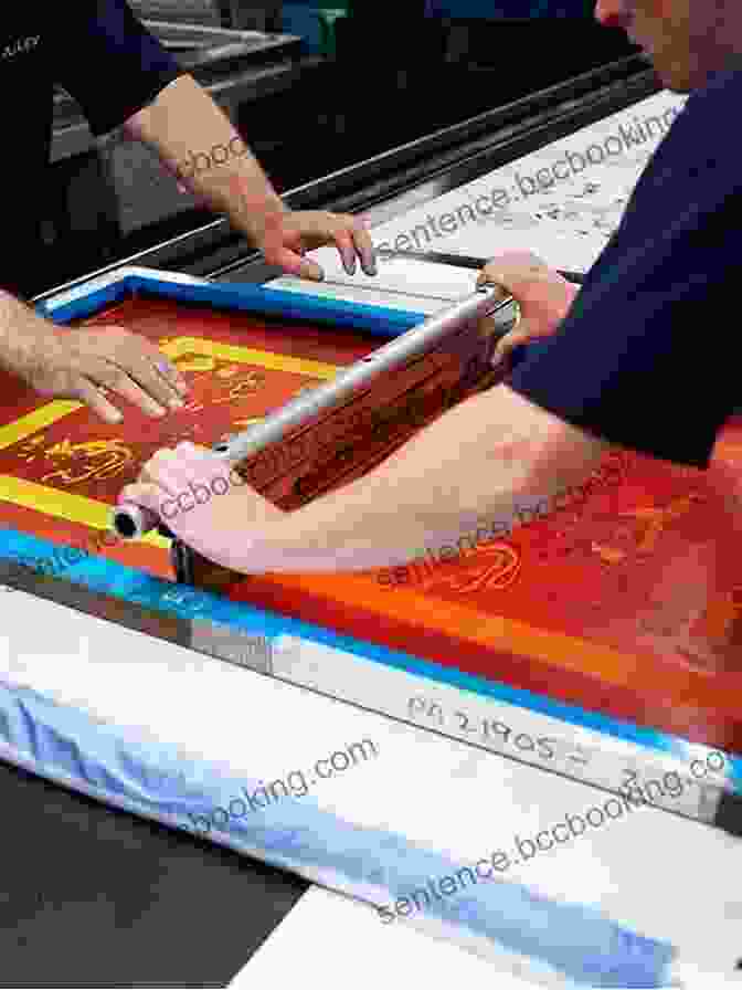 Screen Printing Process, Showing Ink Being Applied To The Screens And Then Used To Print On Fabric How To Start Run And Grow A Successful Screen Printing Business From Home : Step By Step Guide To Making Screen Printed Merchandise T Shirts Hats Caps Posters Hoodies Much More