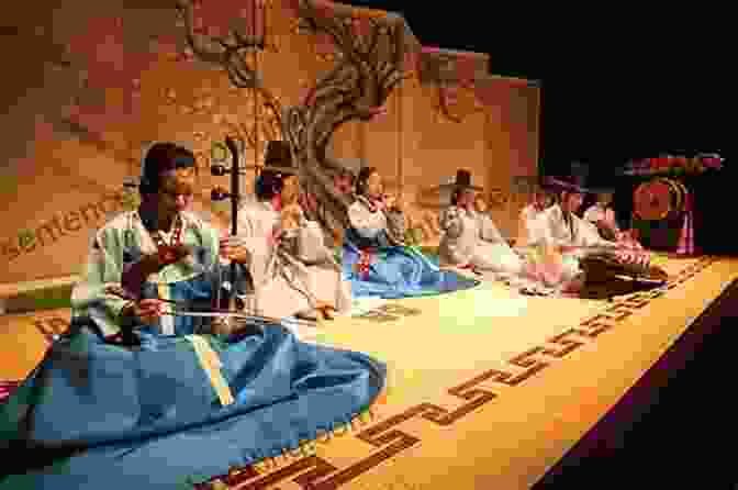 Traditional Korean Musicians Playing Instruments Performing Korea Trevor Burnard