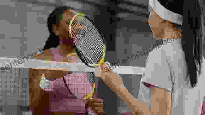 Two People Playing Badminton, Laughing And Having Fun. Racket Sports: Sports In A Fun Way
